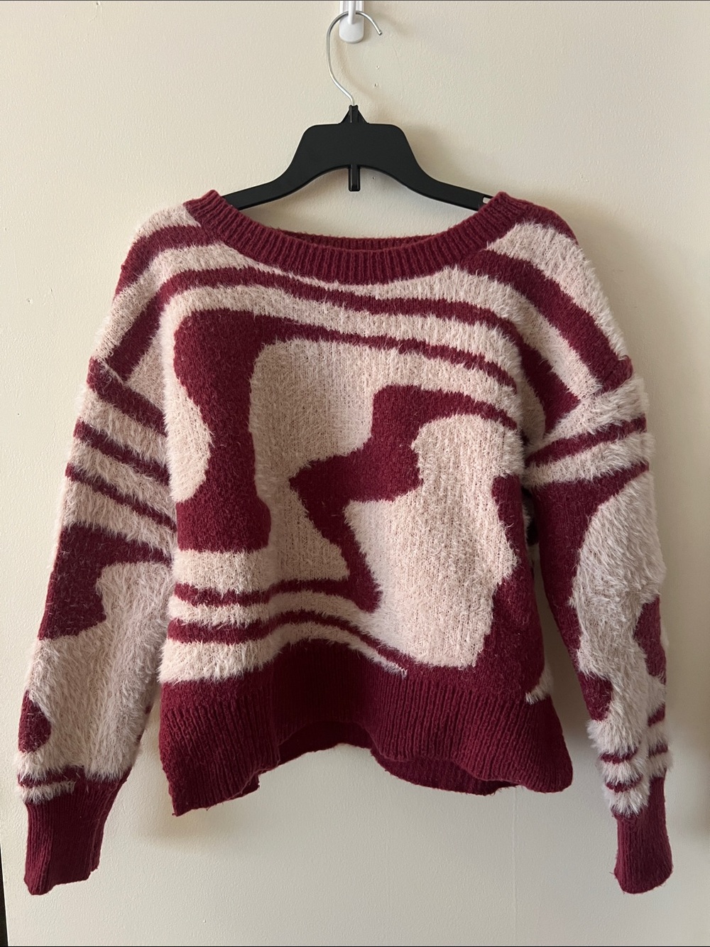 A. Byer Crewneck Sweater - Burgundy and Cream